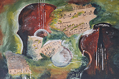 Karin Hamann: Etüde für Violine, 2014, Acryl-Collage