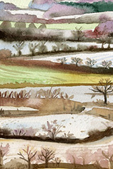 Viola Reese: Landschaft, 2022, Aquarell
